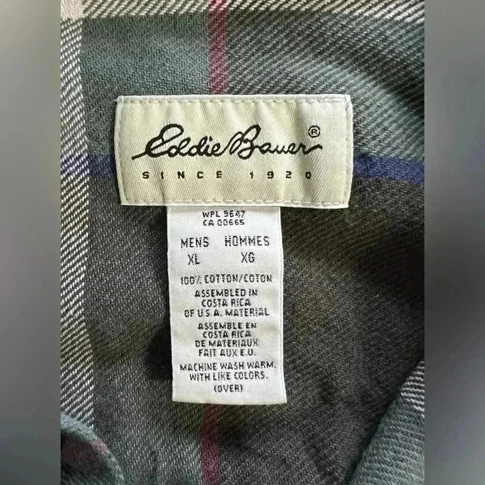 Eddie Bauer Men’s Plaid Cotton Long Sleeve Flannel Button Down - Size XL